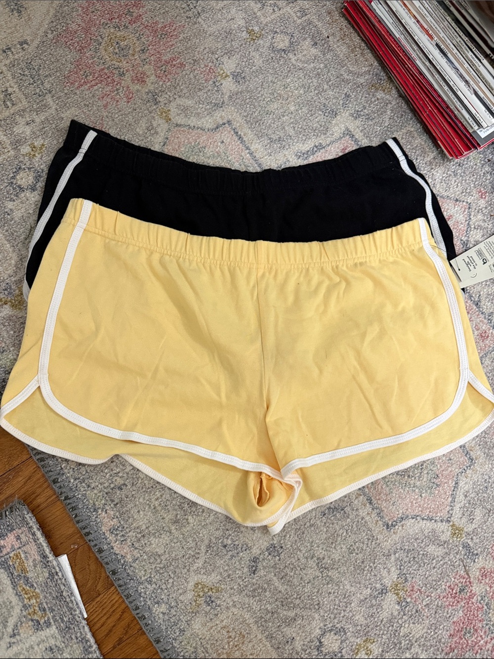 No Boundaries Yellow and Black Athletic Shorts with White Trim